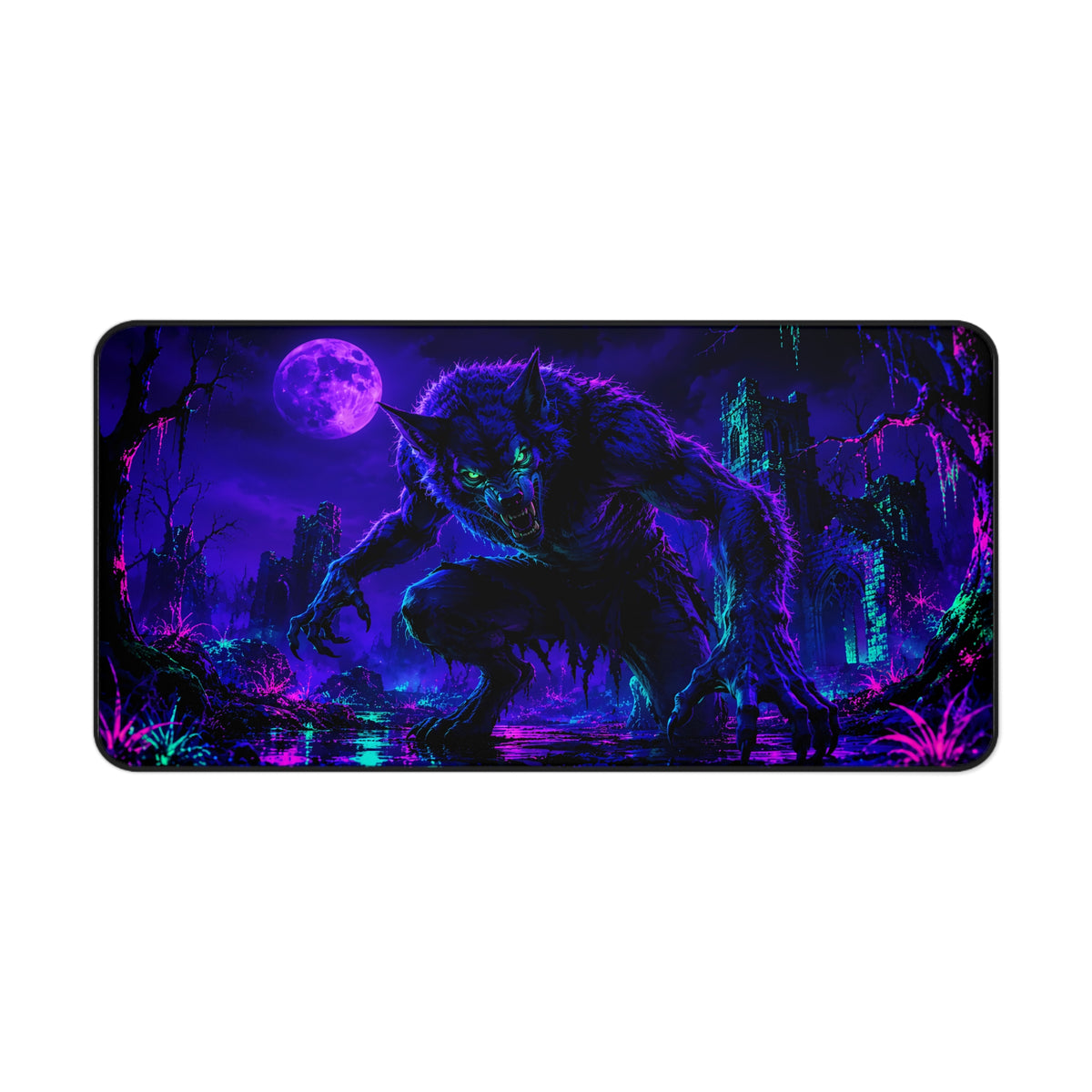 Neon Werewolf Desk Mat