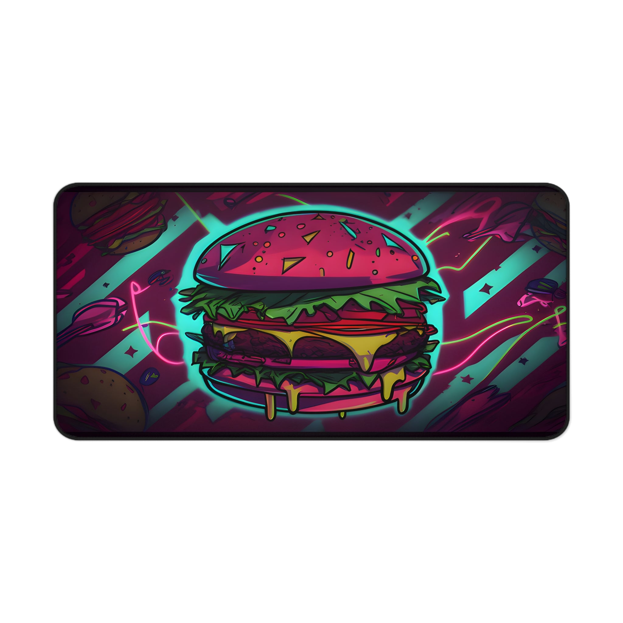 Neon Cheeseburger Desk Mat