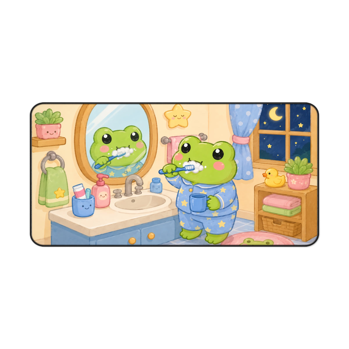 Cute Frog Nighttime Desk Mat