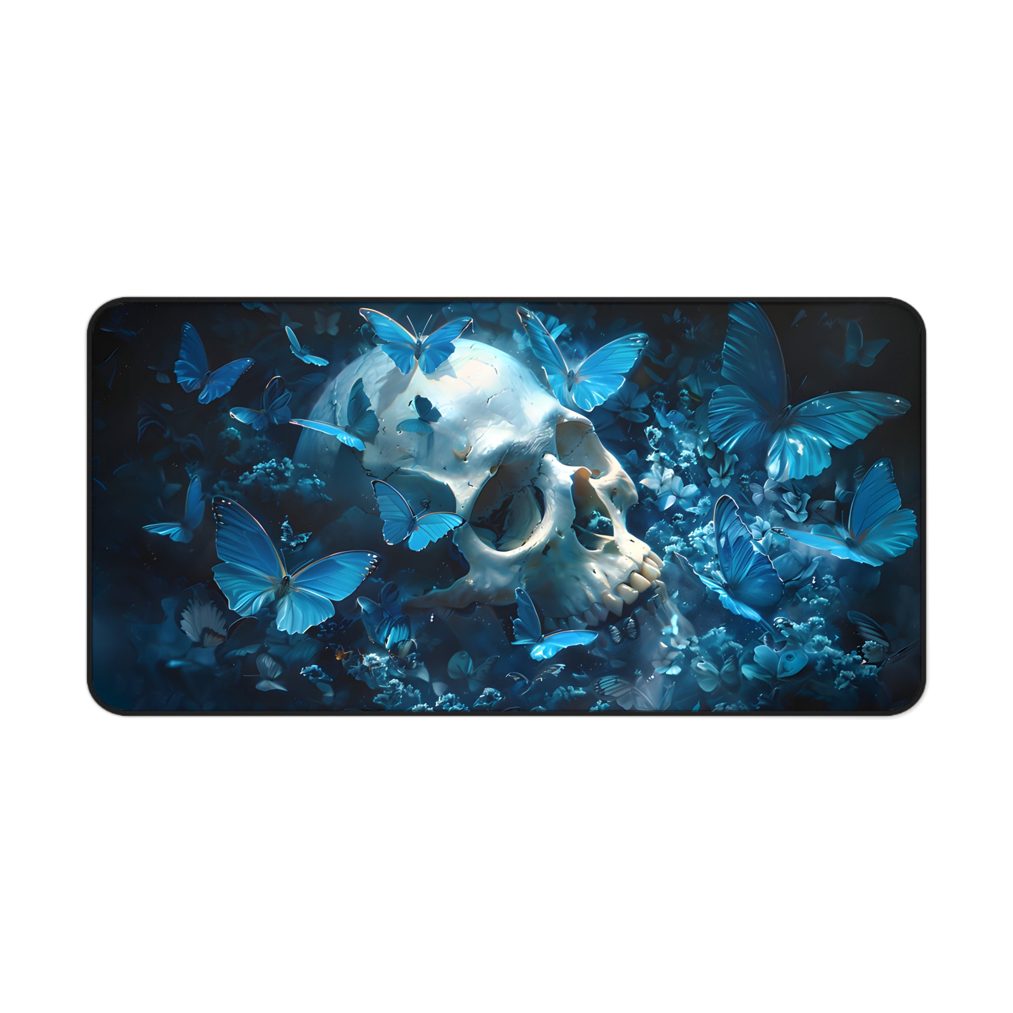 Blue Butterfly Skull Desk Mat