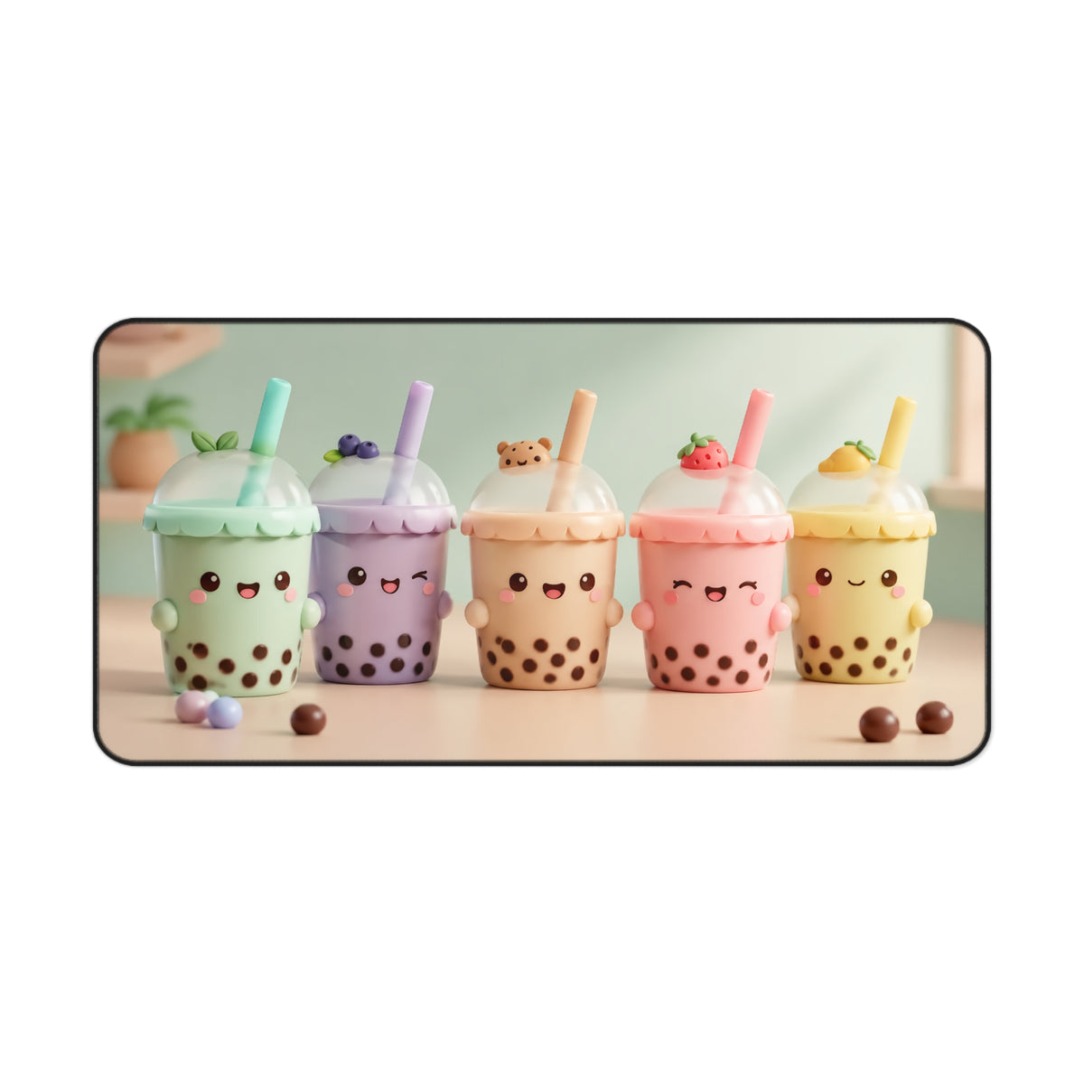 Kawaii Pastel Bubble Tea Desk Mat