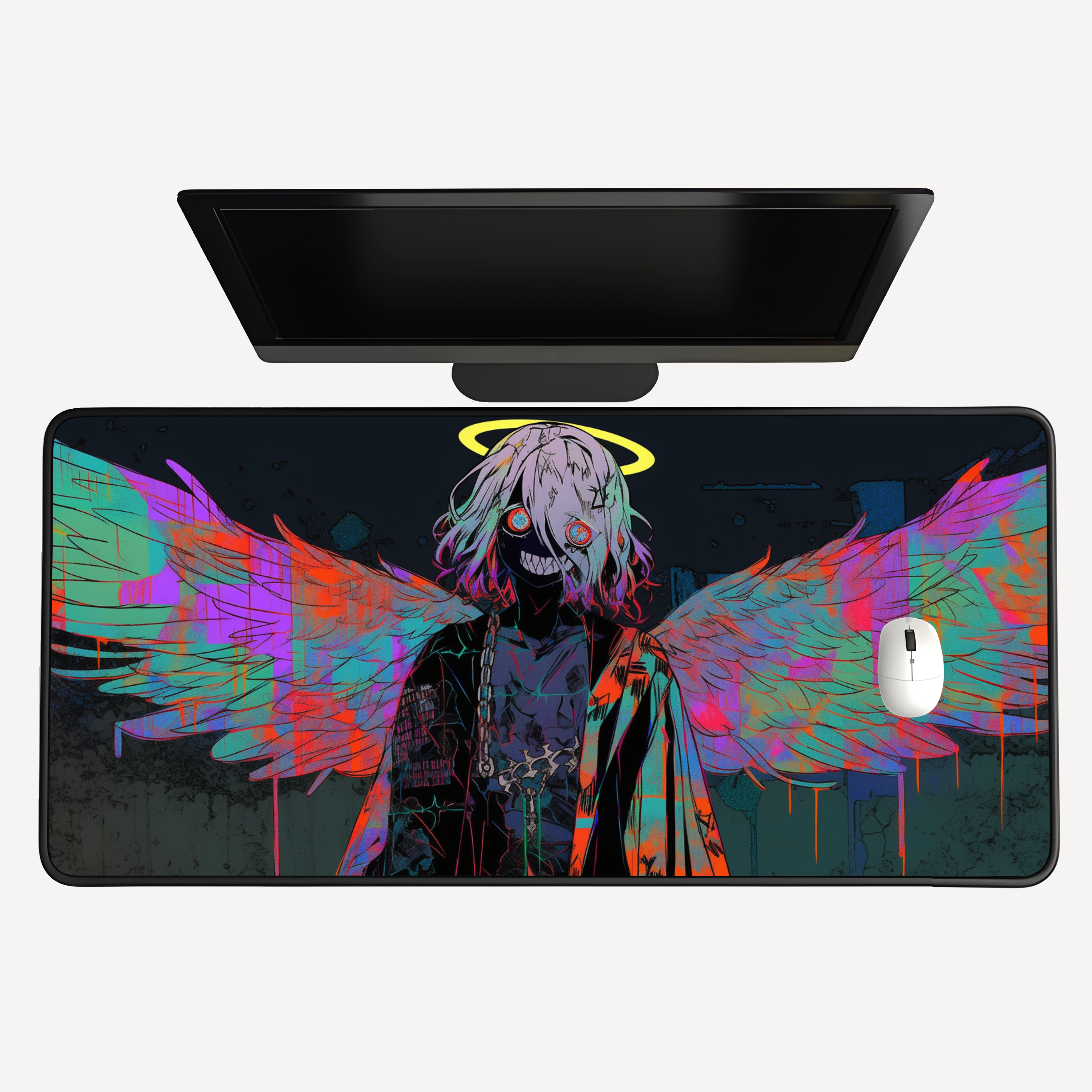 Neon Fallen Angel Desk Mat