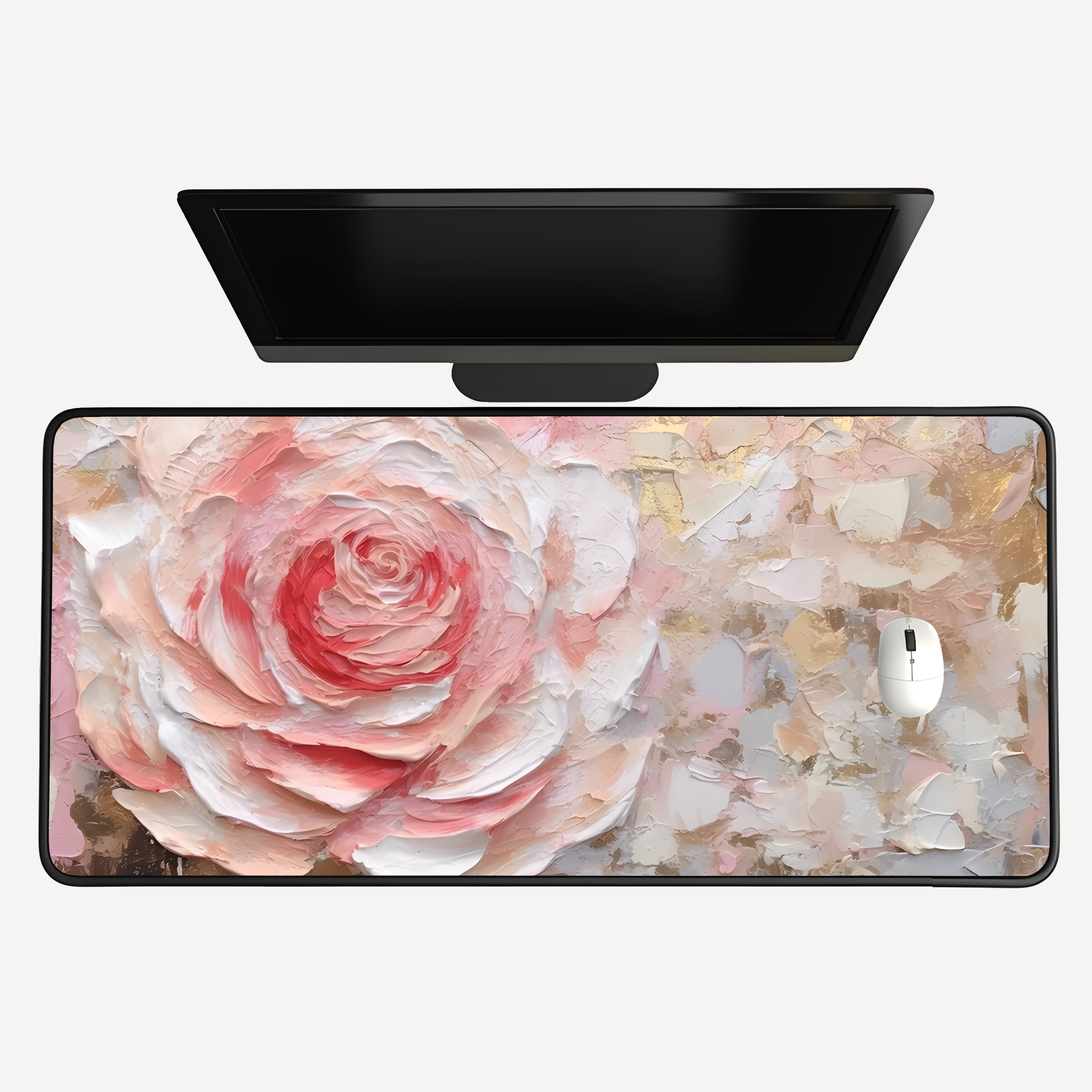 Floral Rose Oil-Paint Desk Mat
