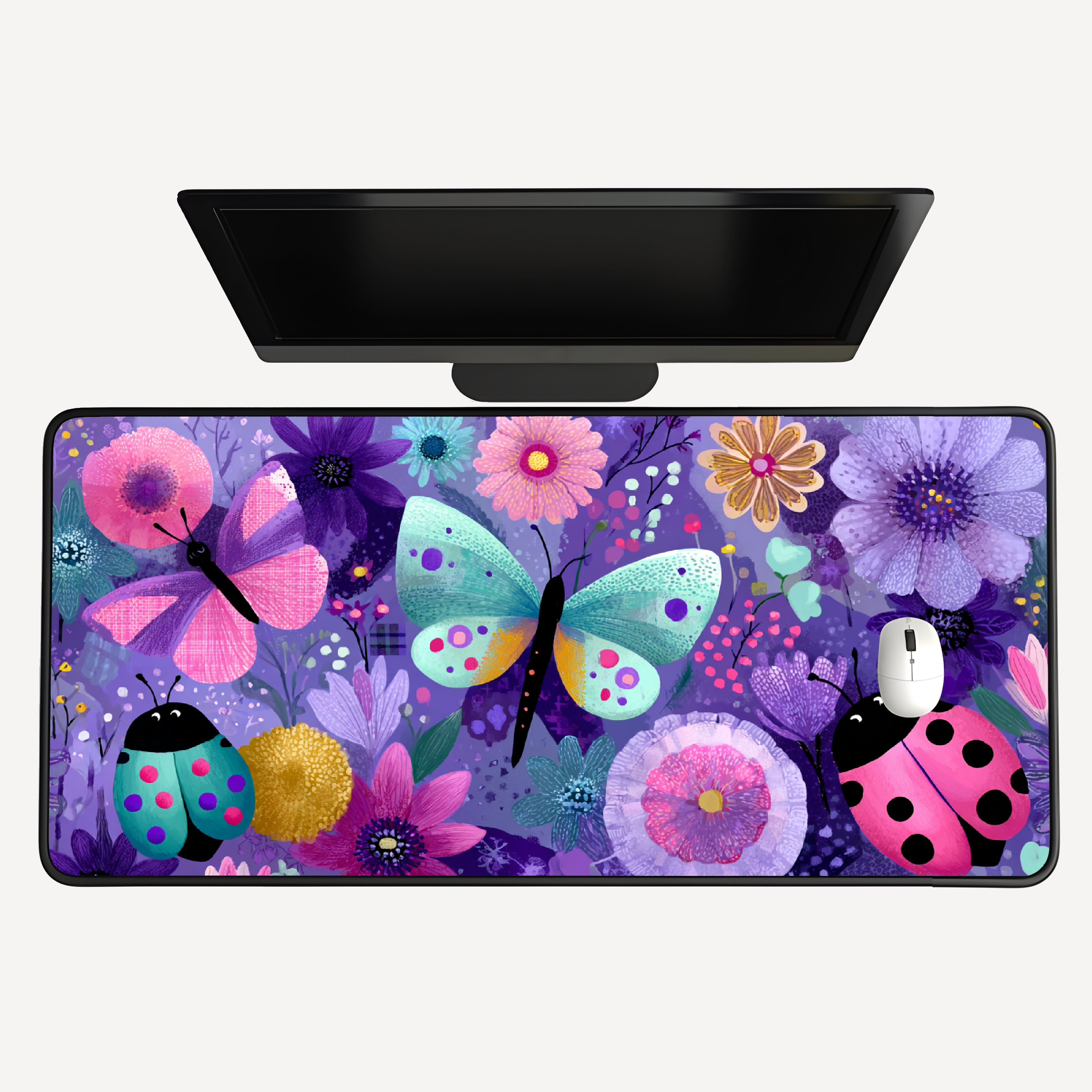 Butterfly & Ladybug Floral Desk Mat
