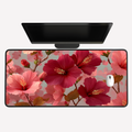 Blush & Crimson Hibiscus Floral Desk Mat
