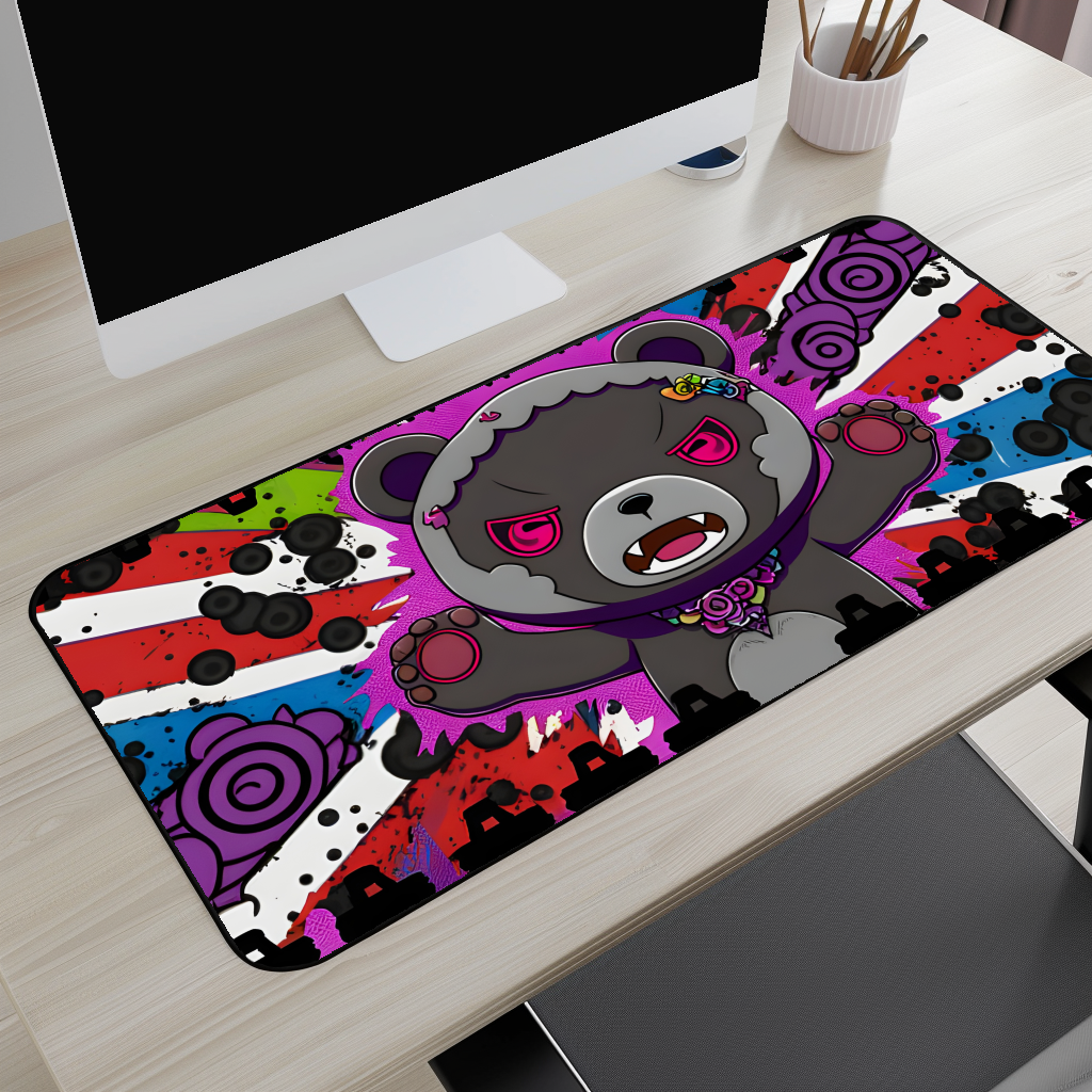 Angry Gothic Bear Desk Mat