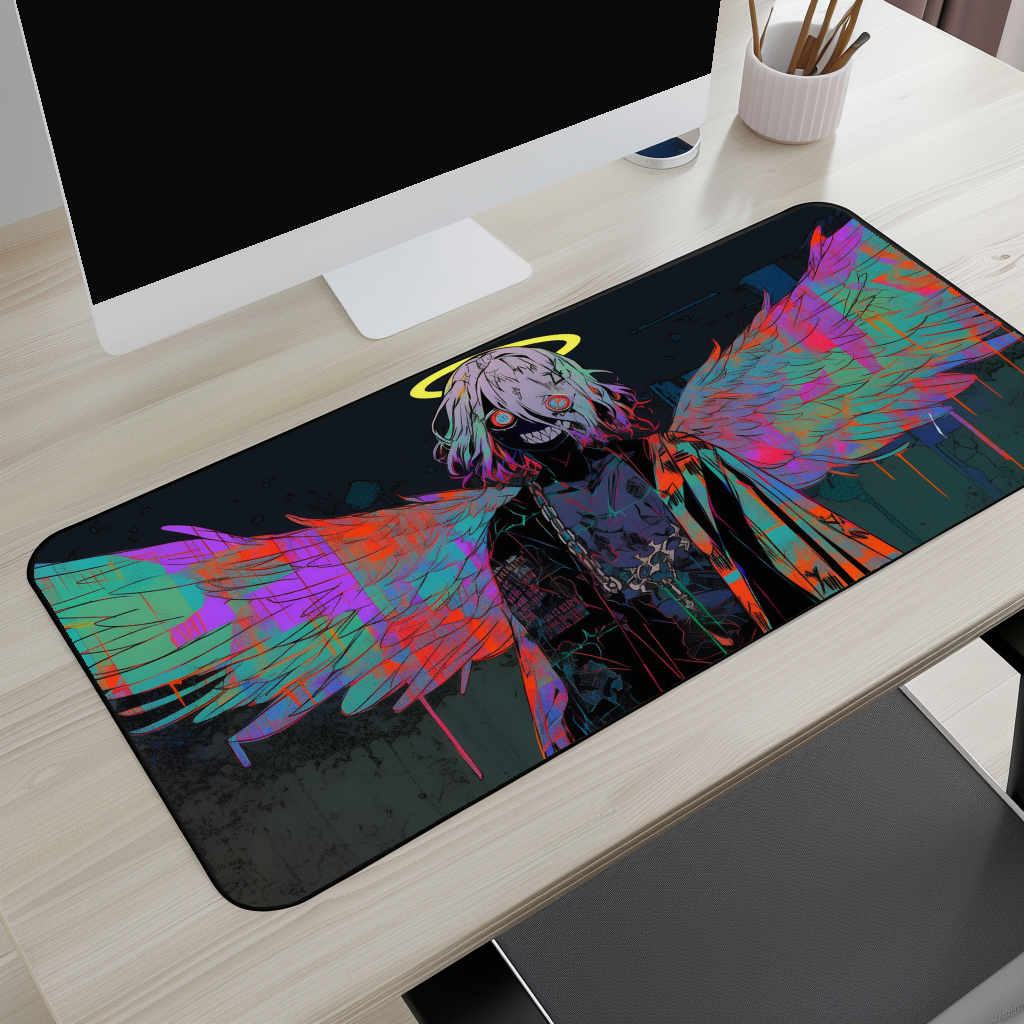 Neon Fallen Angel Desk Mat